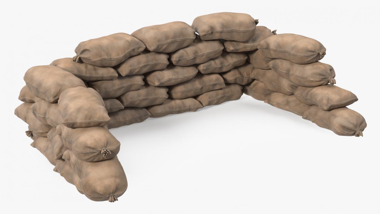 3D Sandbag Barricade Dusty model