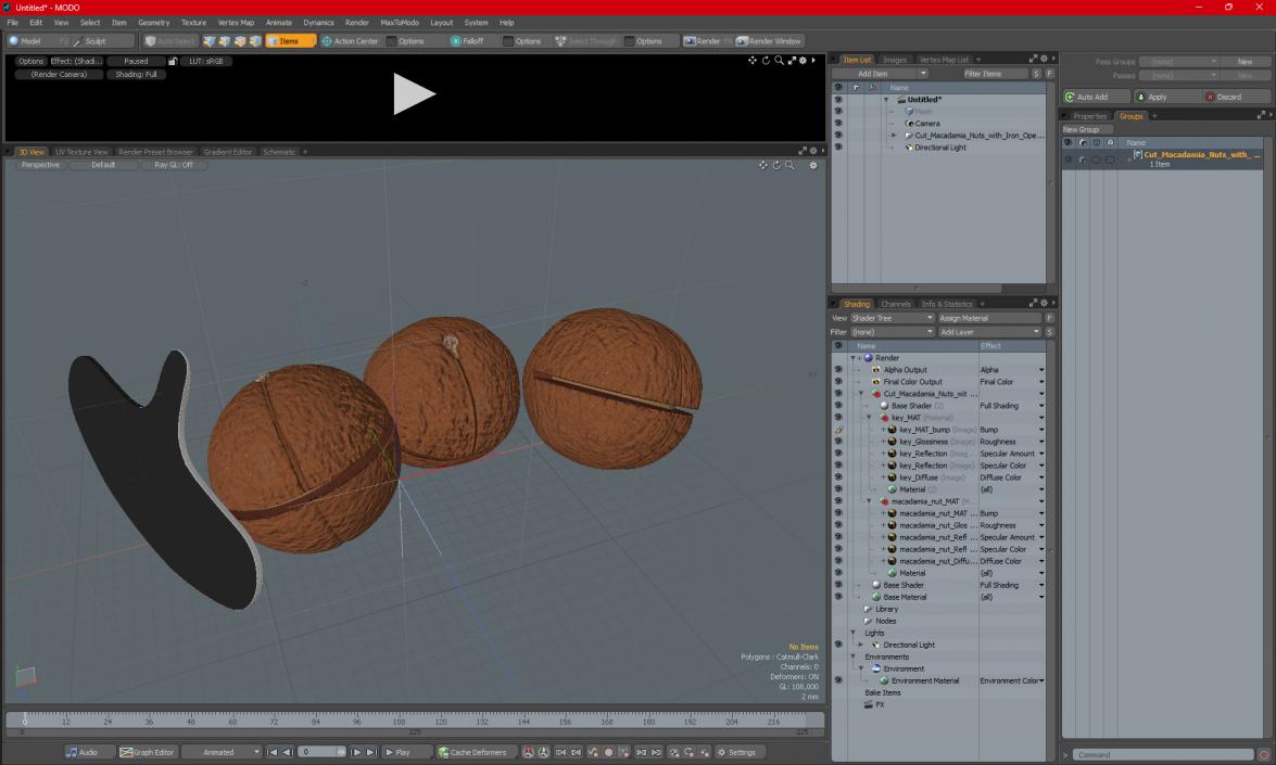 3D model Cut Macadamia Nuts with Iron Opener