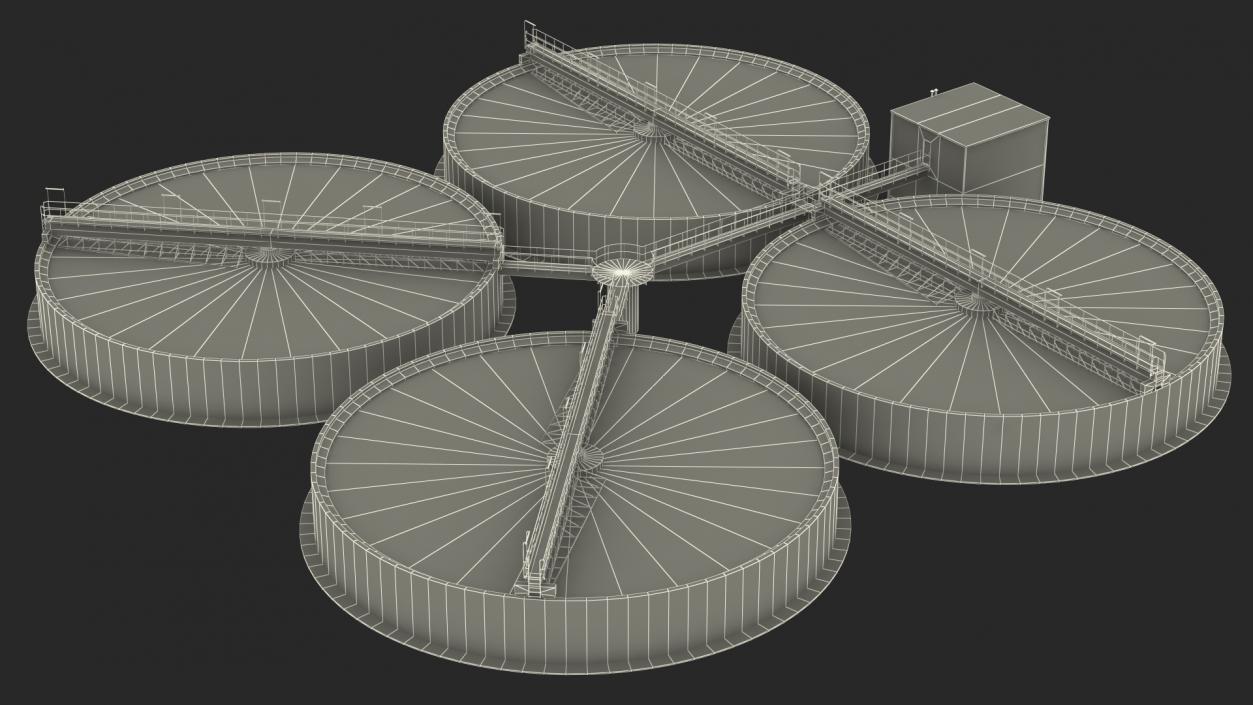 3D model Wastewater Circular Clarifiers