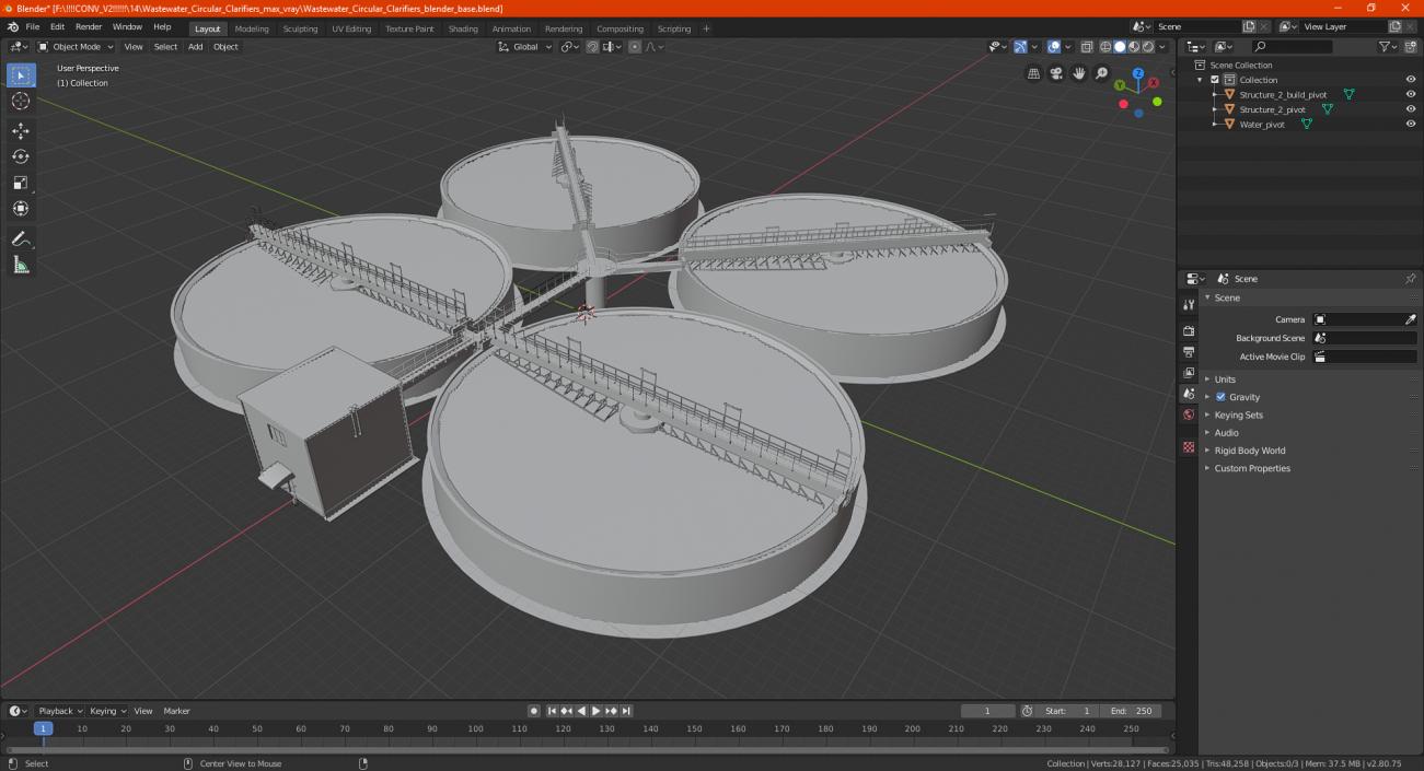 3D model Wastewater Circular Clarifiers