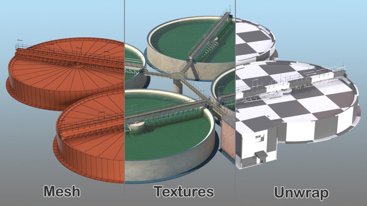 3D model Wastewater Circular Clarifiers