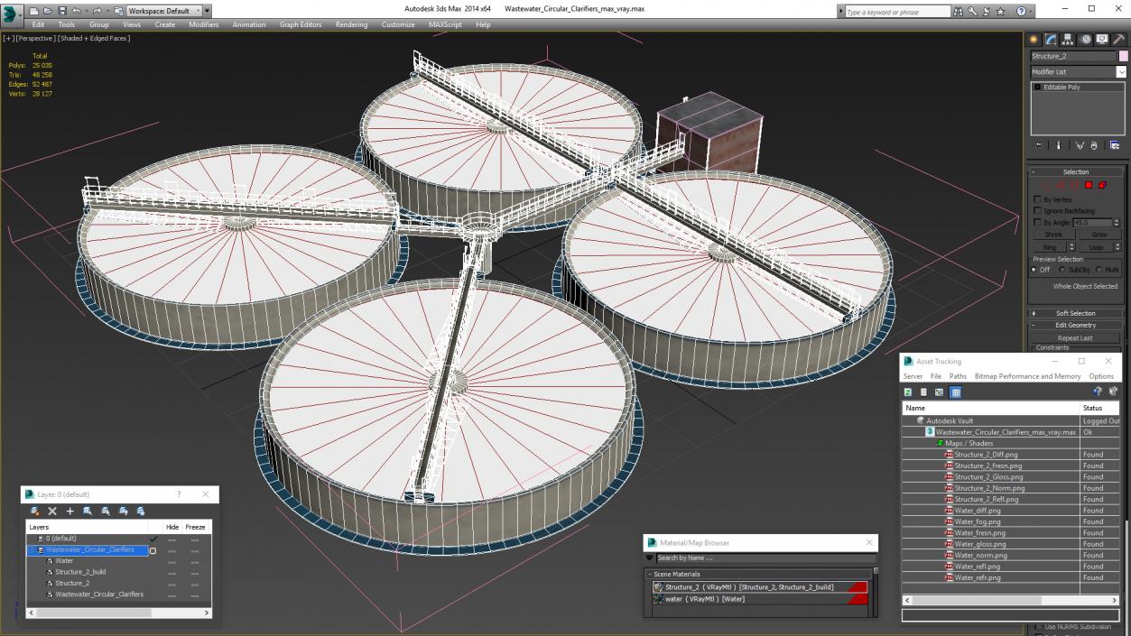 3D model Wastewater Circular Clarifiers