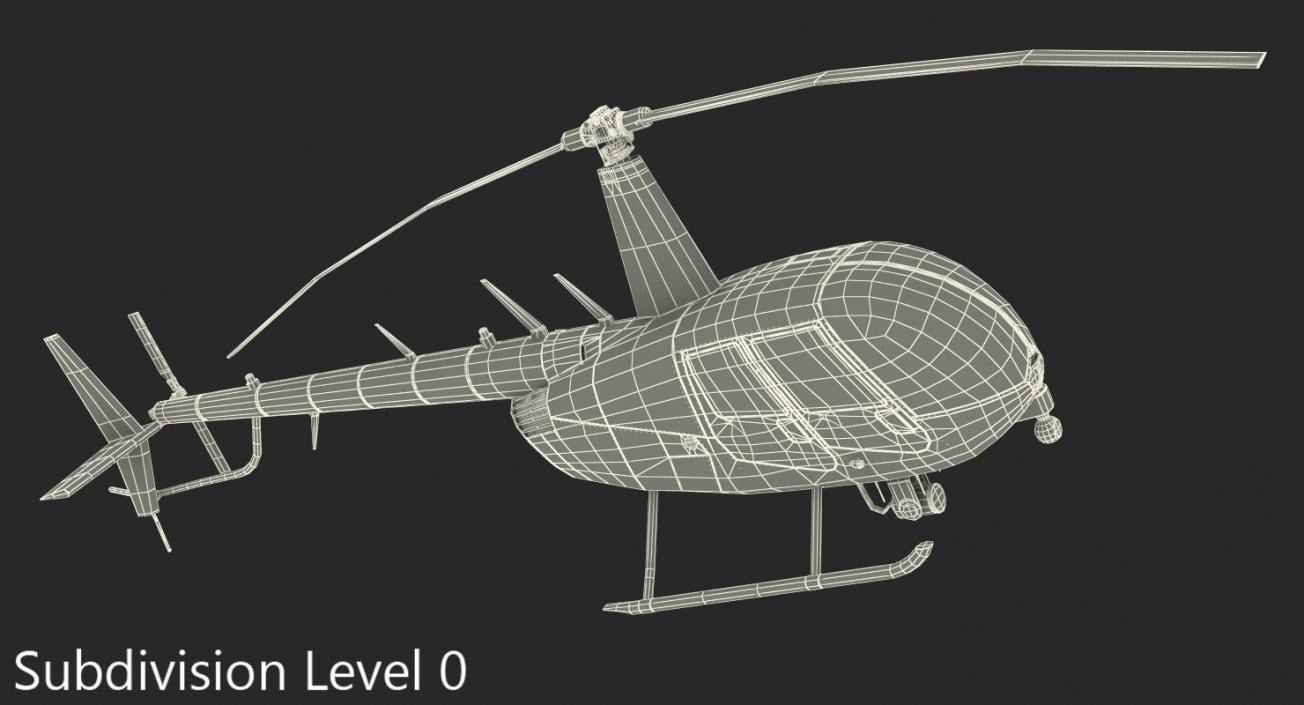 Police Helicopter Robinson R44 Rigged 3D