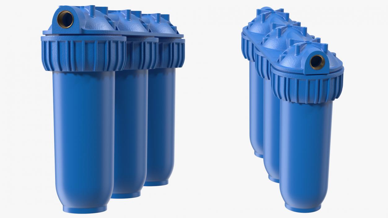 3D Three Stages Water Filter Housing Blue model