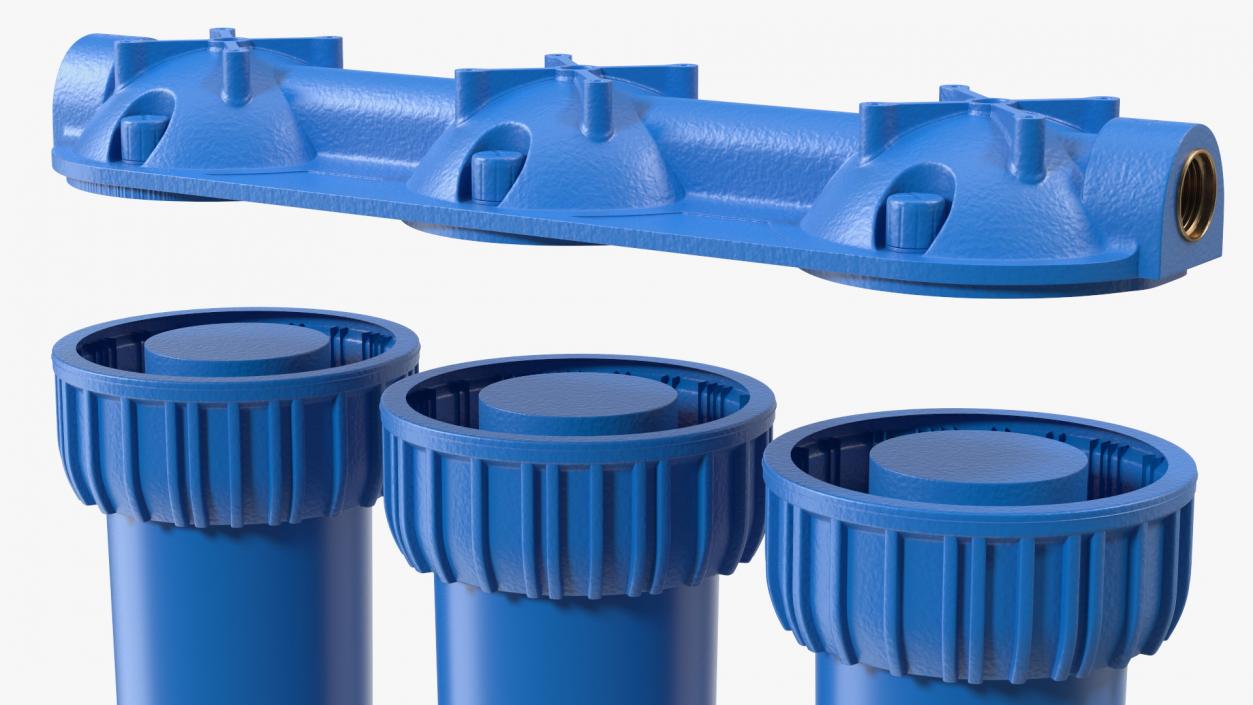 3D Three Stages Water Filter Housing Blue model