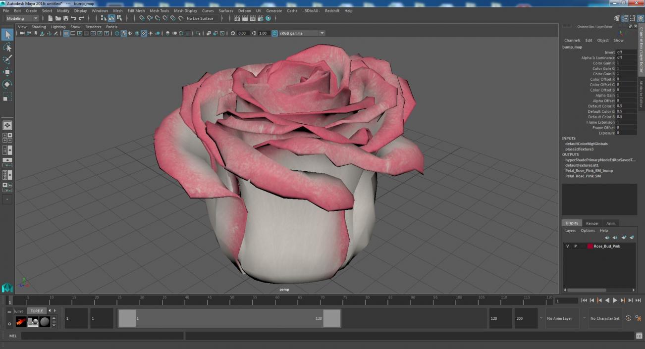 3D Rose Bud Pink model