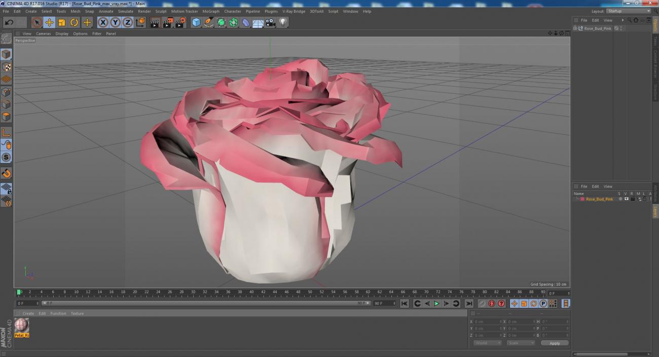 3D Rose Bud Pink model