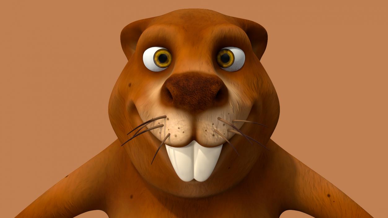 Cartoon Beaver with Tools Set 3D model