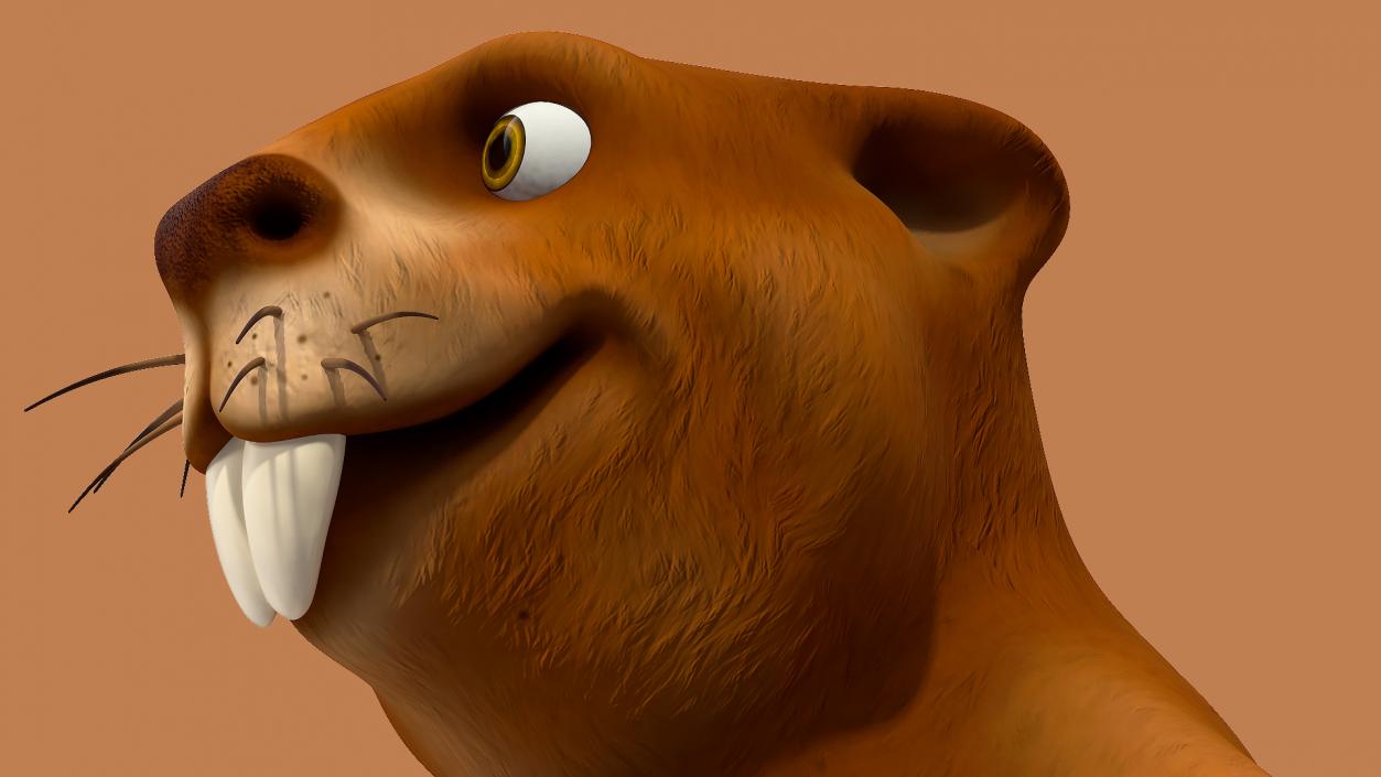 Cartoon Beaver with Tools Set 3D model