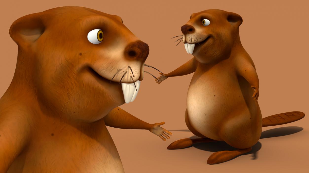 Cartoon Beaver with Tools Set 3D model