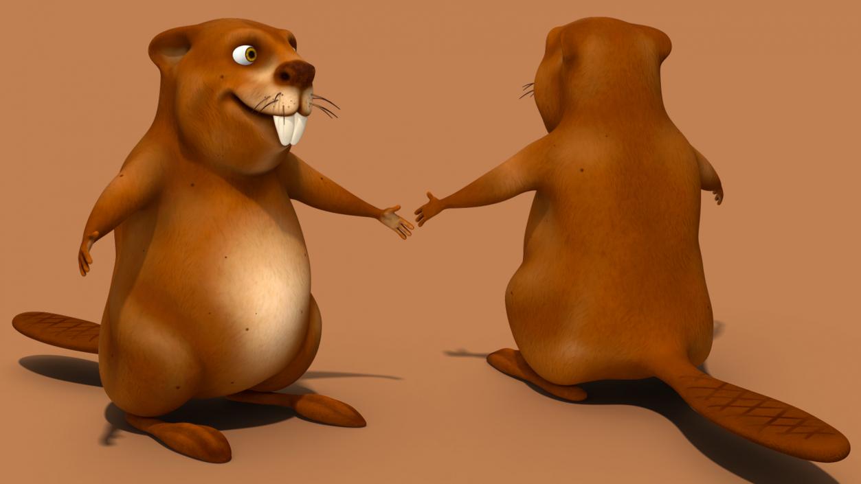 Cartoon Beaver with Tools Set 3D model