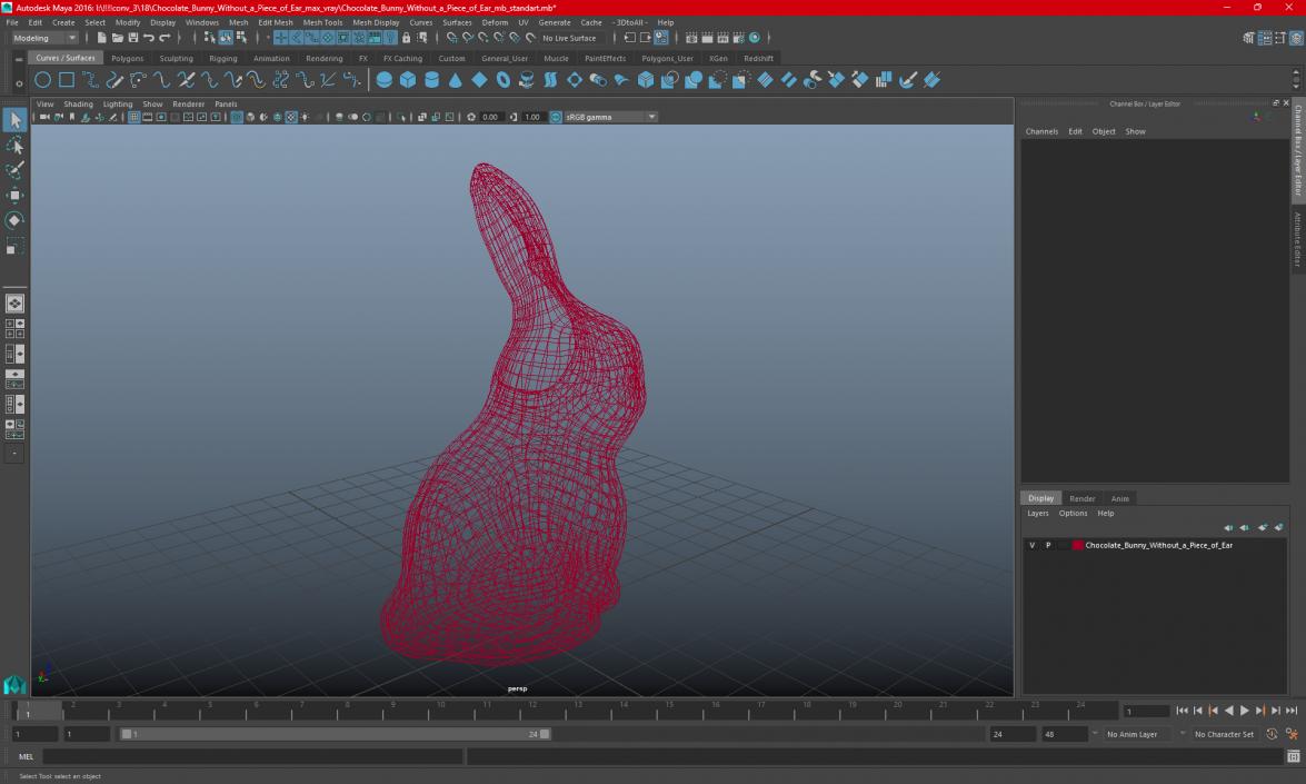 3D model Chocolate Bunny Without a Piece of Ear 2