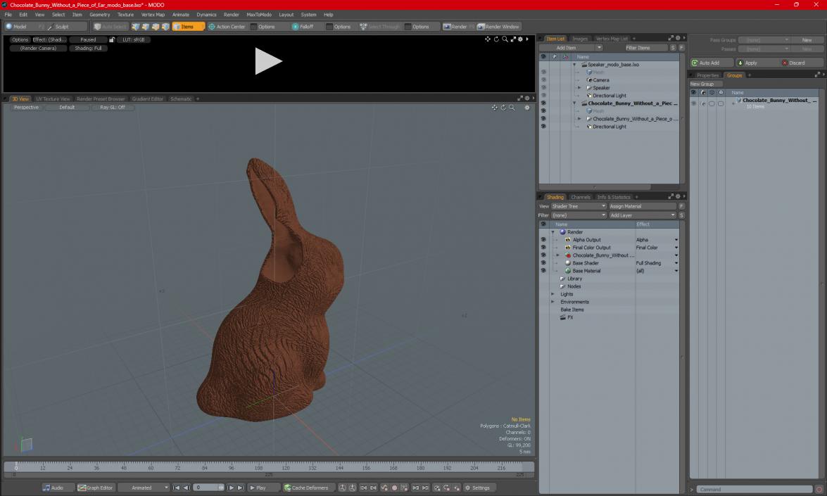 3D model Chocolate Bunny Without a Piece of Ear 2