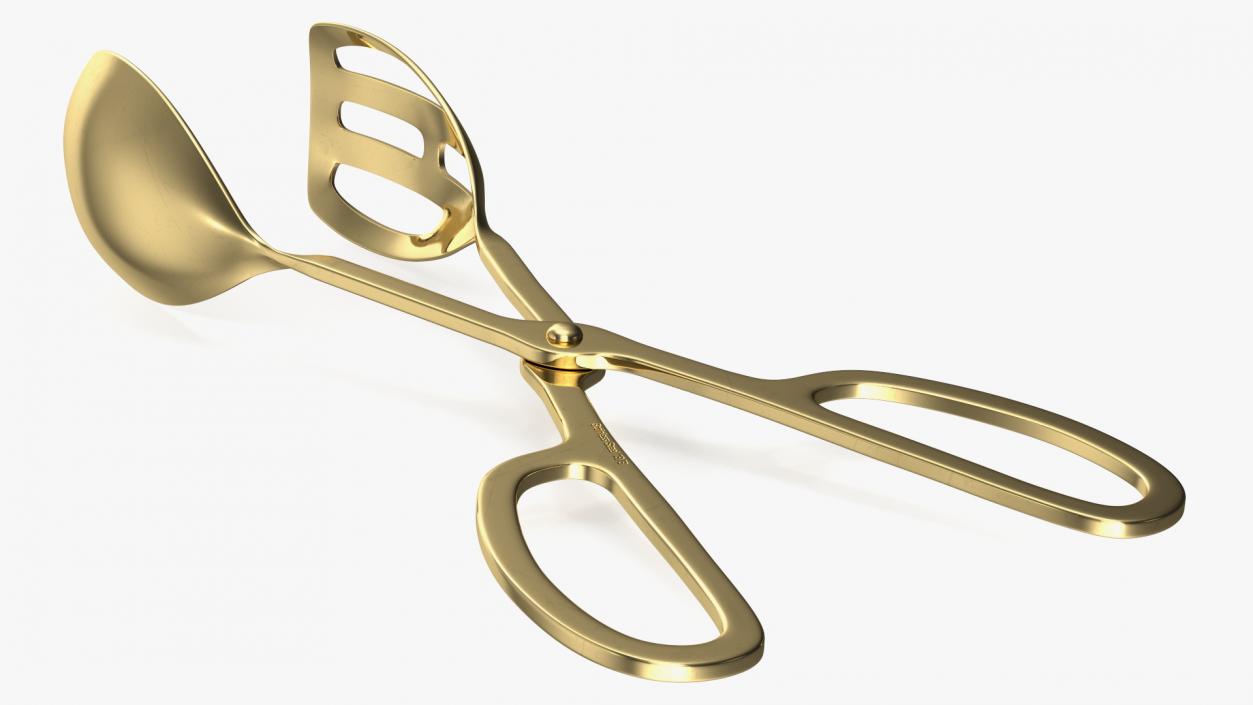 3D Buffet Scissor Salad Tongs Gold