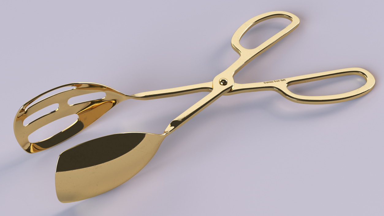 3D Buffet Scissor Salad Tongs Gold