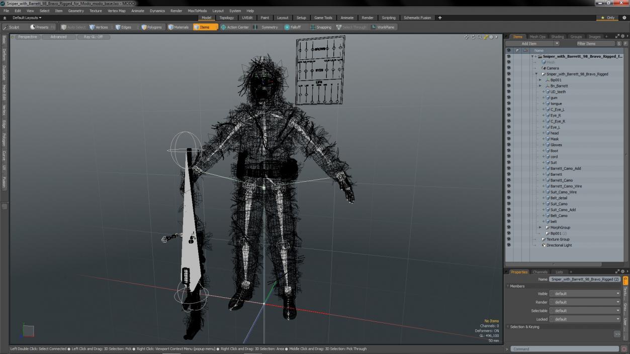 Sniper with Barrett 98 Bravo Rigged for Modo 3D model