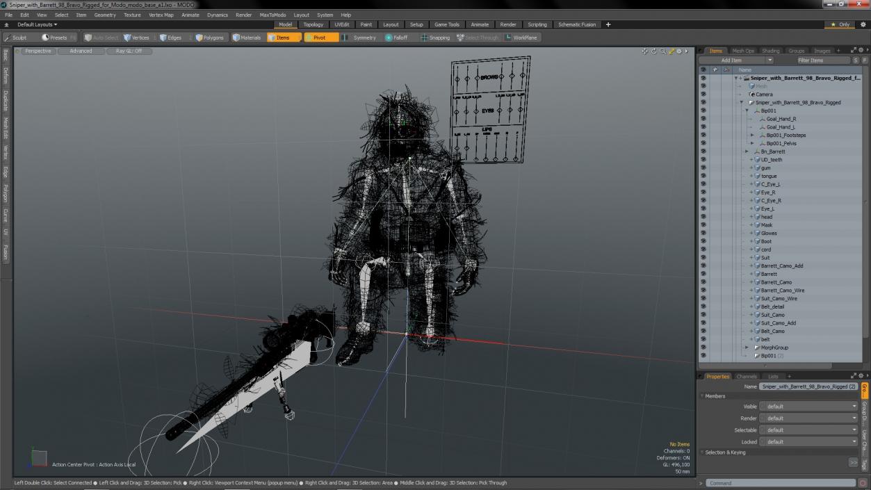 Sniper with Barrett 98 Bravo Rigged for Modo 3D model