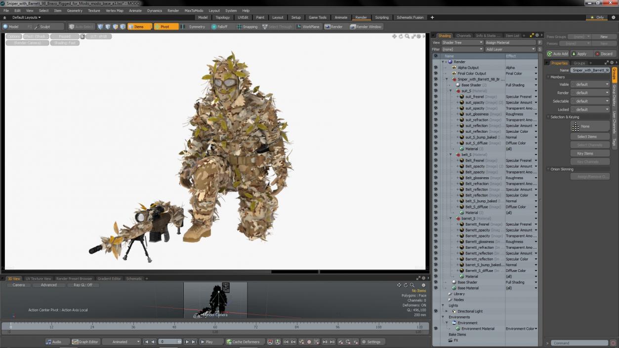 Sniper with Barrett 98 Bravo Rigged for Modo 3D model