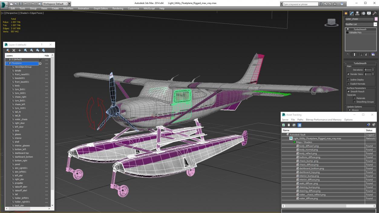 3D Light Utility Floatplane Rigged