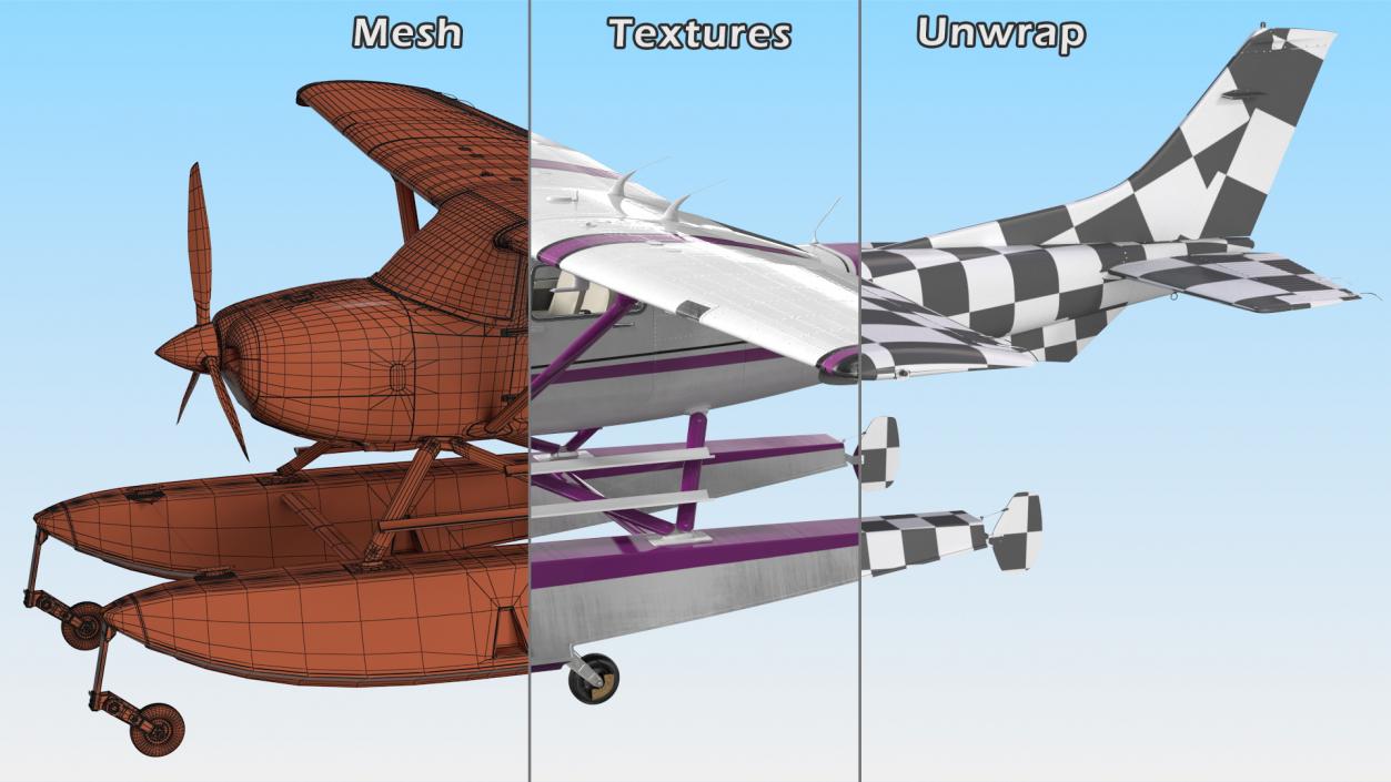 3D Light Utility Floatplane Rigged