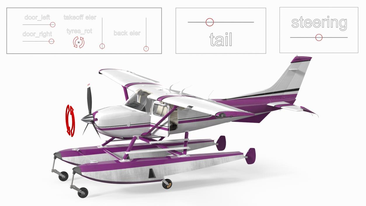 3D Light Utility Floatplane Rigged