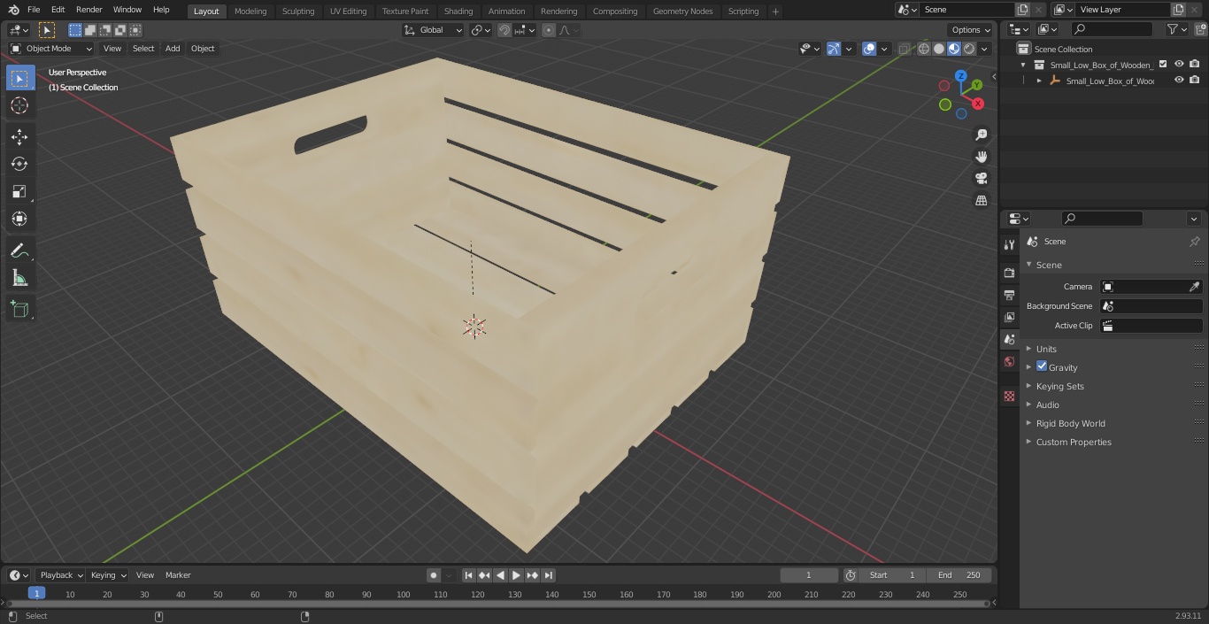 3D model Small Low Box of Wooden Planks