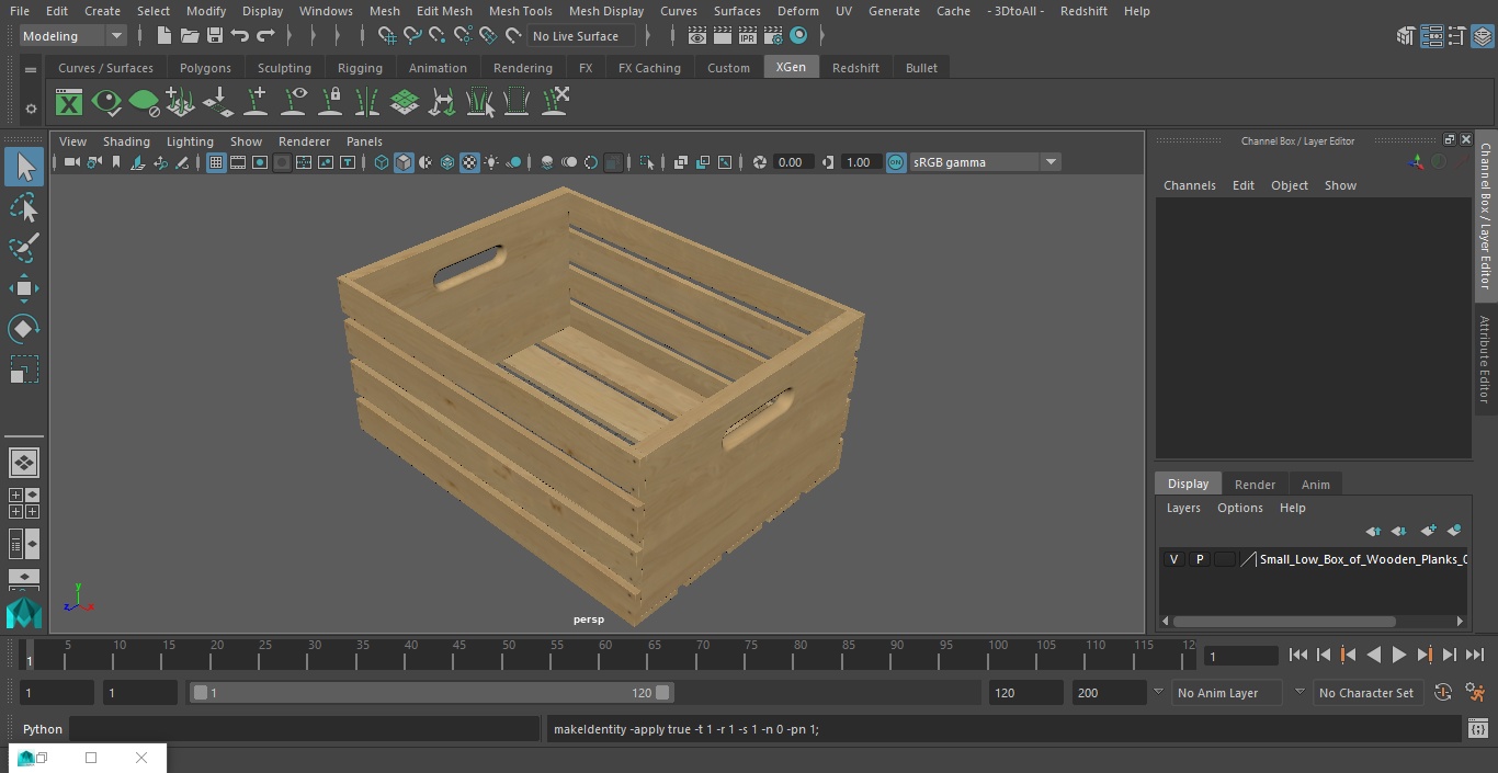 3D model Small Low Box of Wooden Planks