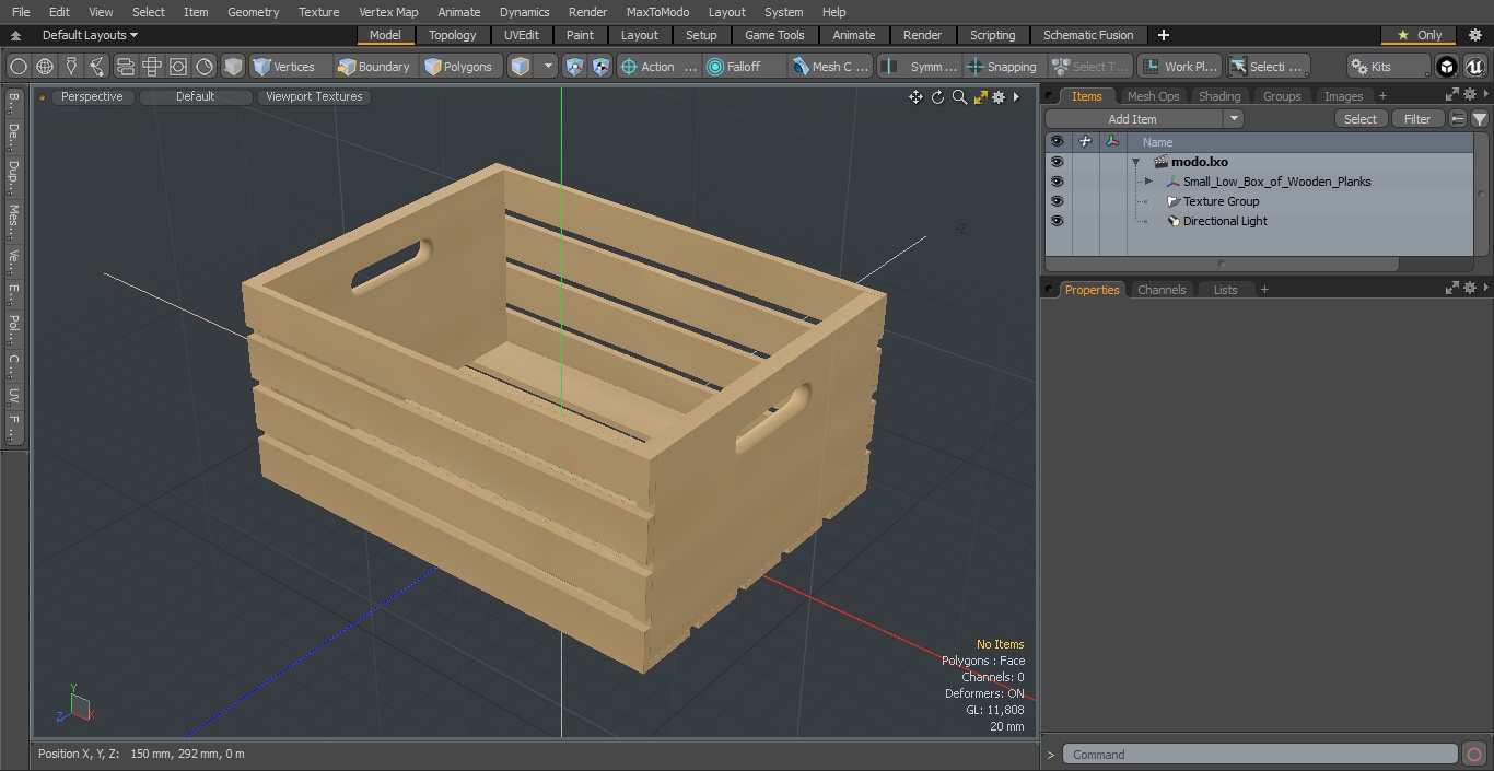 3D model Small Low Box of Wooden Planks