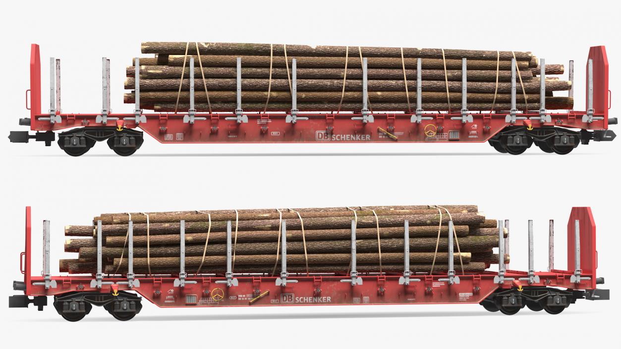 3D model Stake Wagon Rnoos 644 with Big Logs