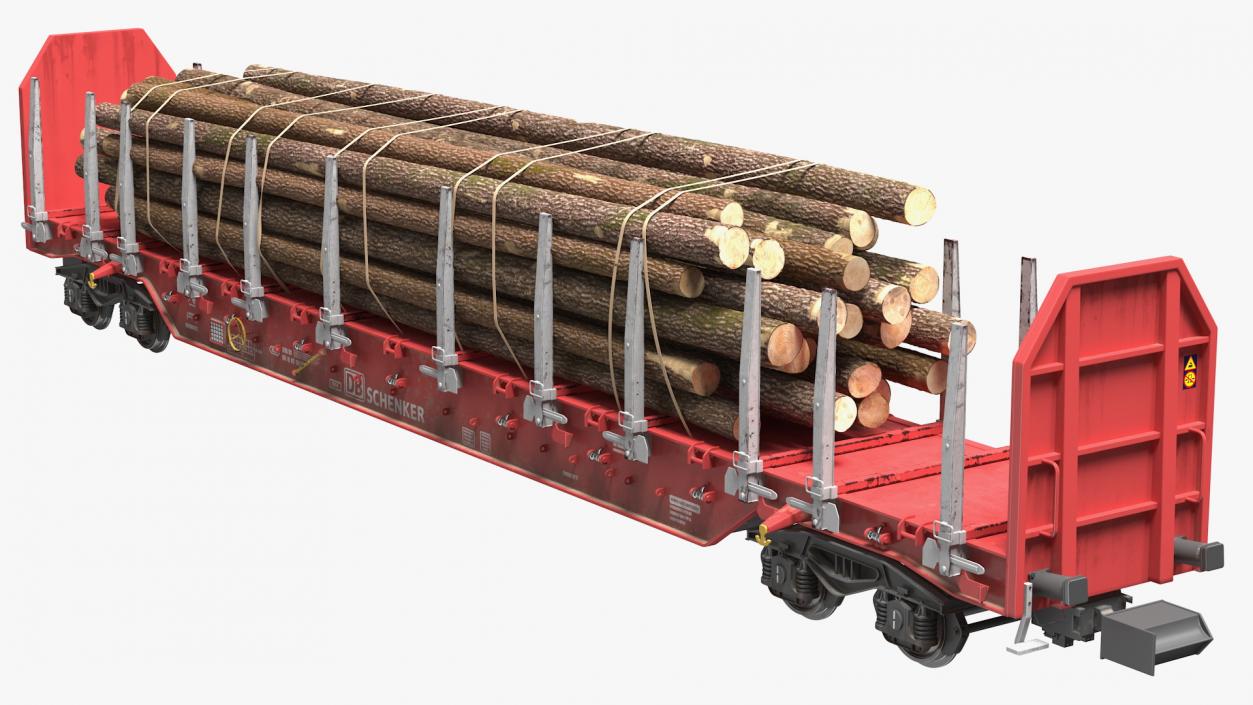 3D model Stake Wagon Rnoos 644 with Big Logs