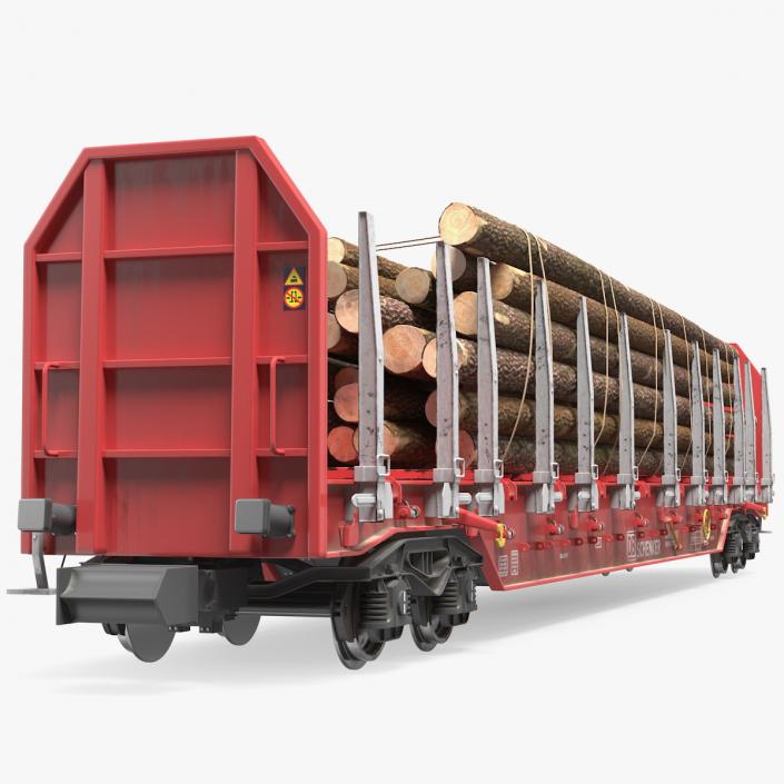 3D model Stake Wagon Rnoos 644 with Big Logs