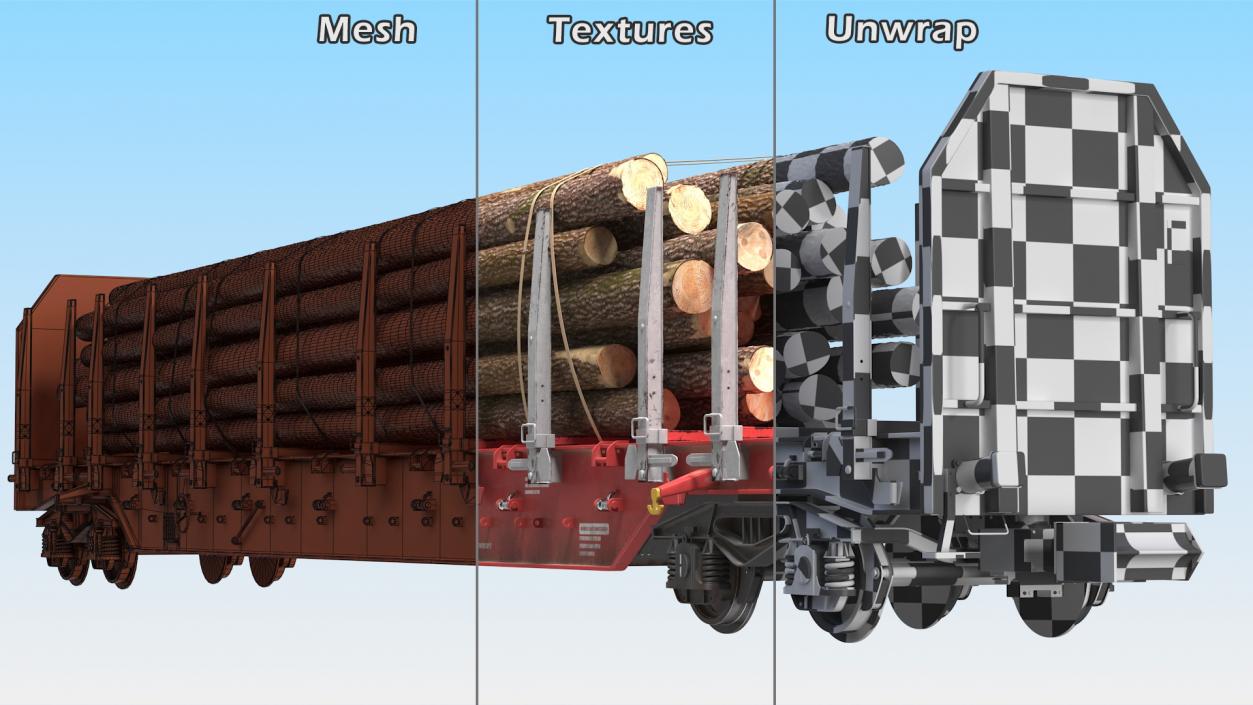 3D model Stake Wagon Rnoos 644 with Big Logs