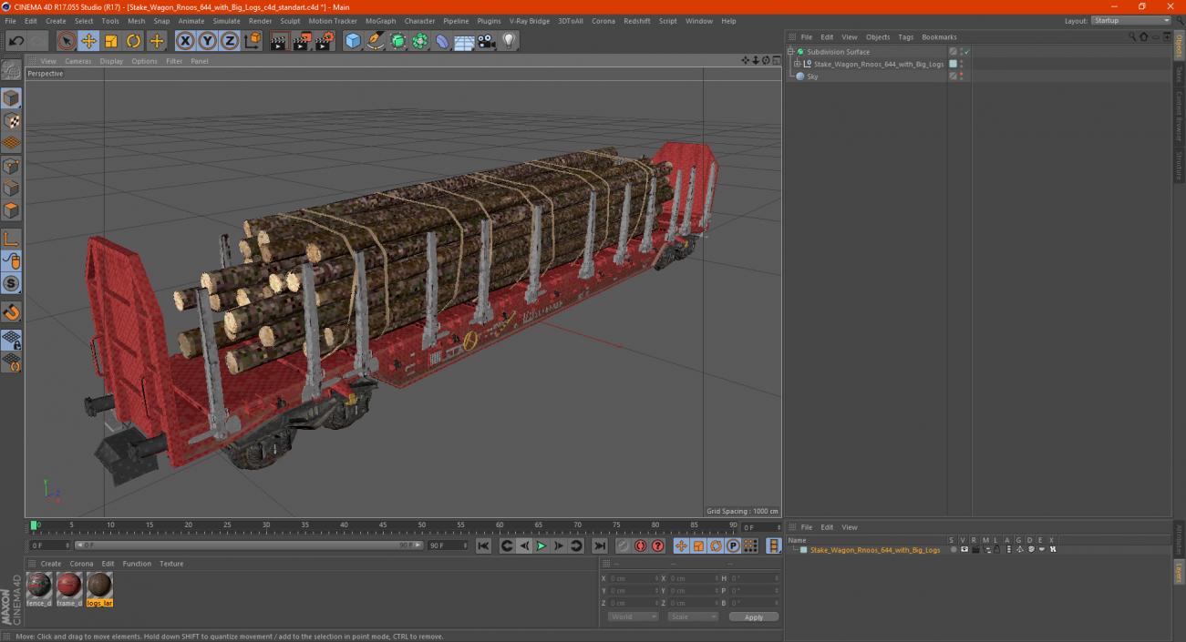 3D model Stake Wagon Rnoos 644 with Big Logs