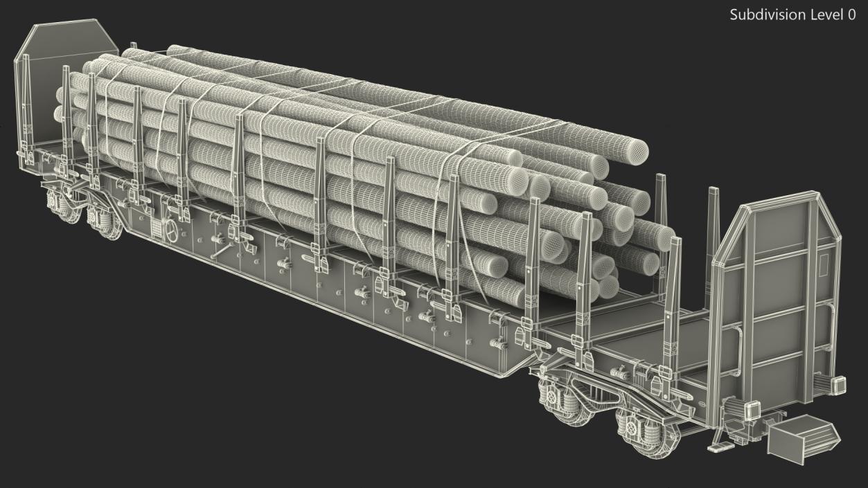 3D model Stake Wagon Rnoos 644 with Big Logs