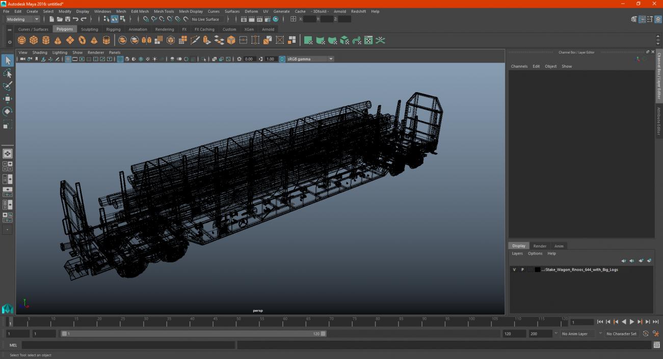 3D model Stake Wagon Rnoos 644 with Big Logs