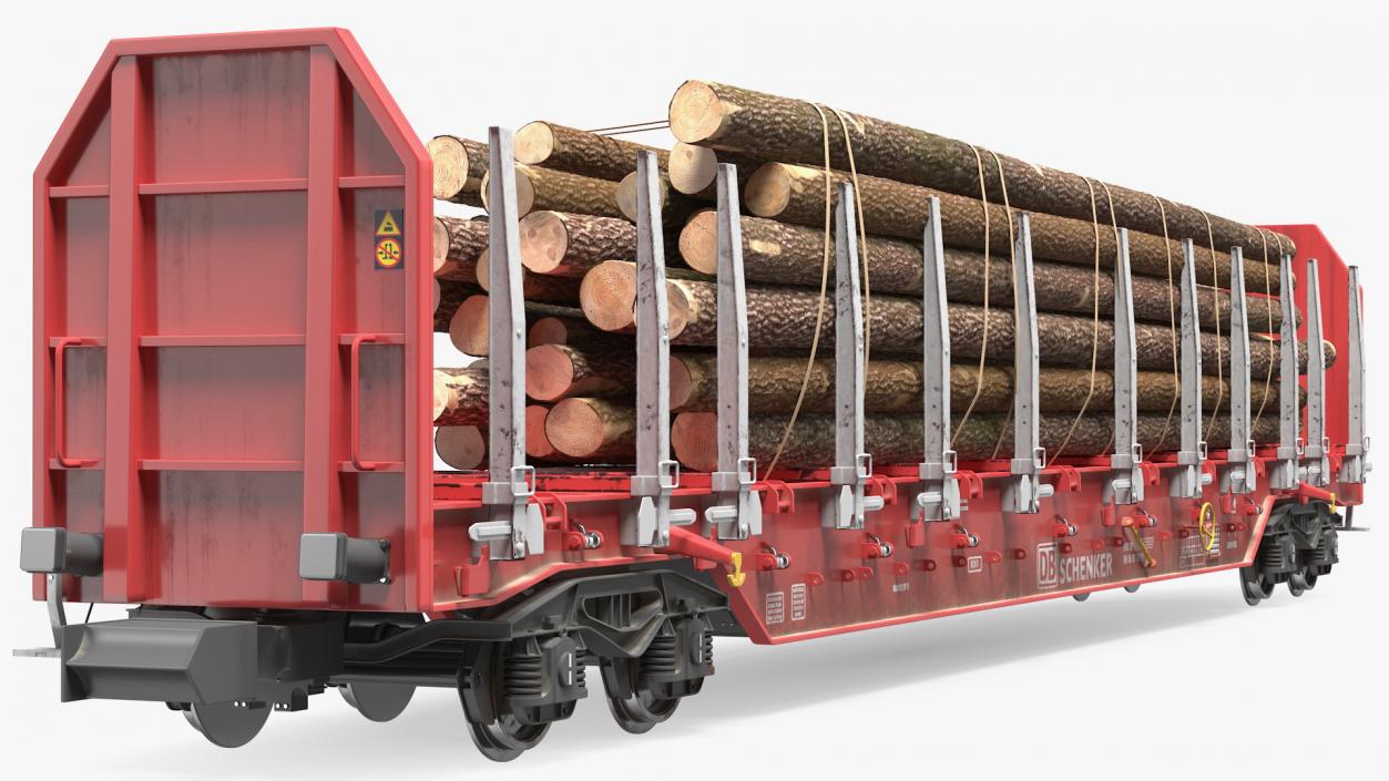 3D model Stake Wagon Rnoos 644 with Big Logs