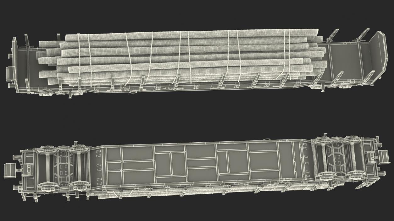 3D model Stake Wagon Rnoos 644 with Big Logs