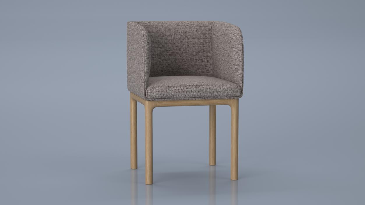 Fabric Chair with Wooden Legs for 3D Print 2 3D model