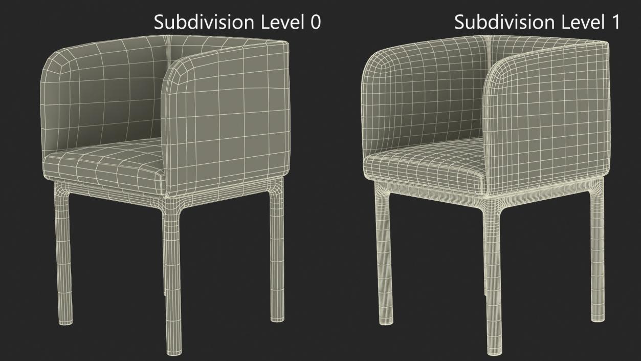 Fabric Chair with Wooden Legs for 3D Print 2 3D model