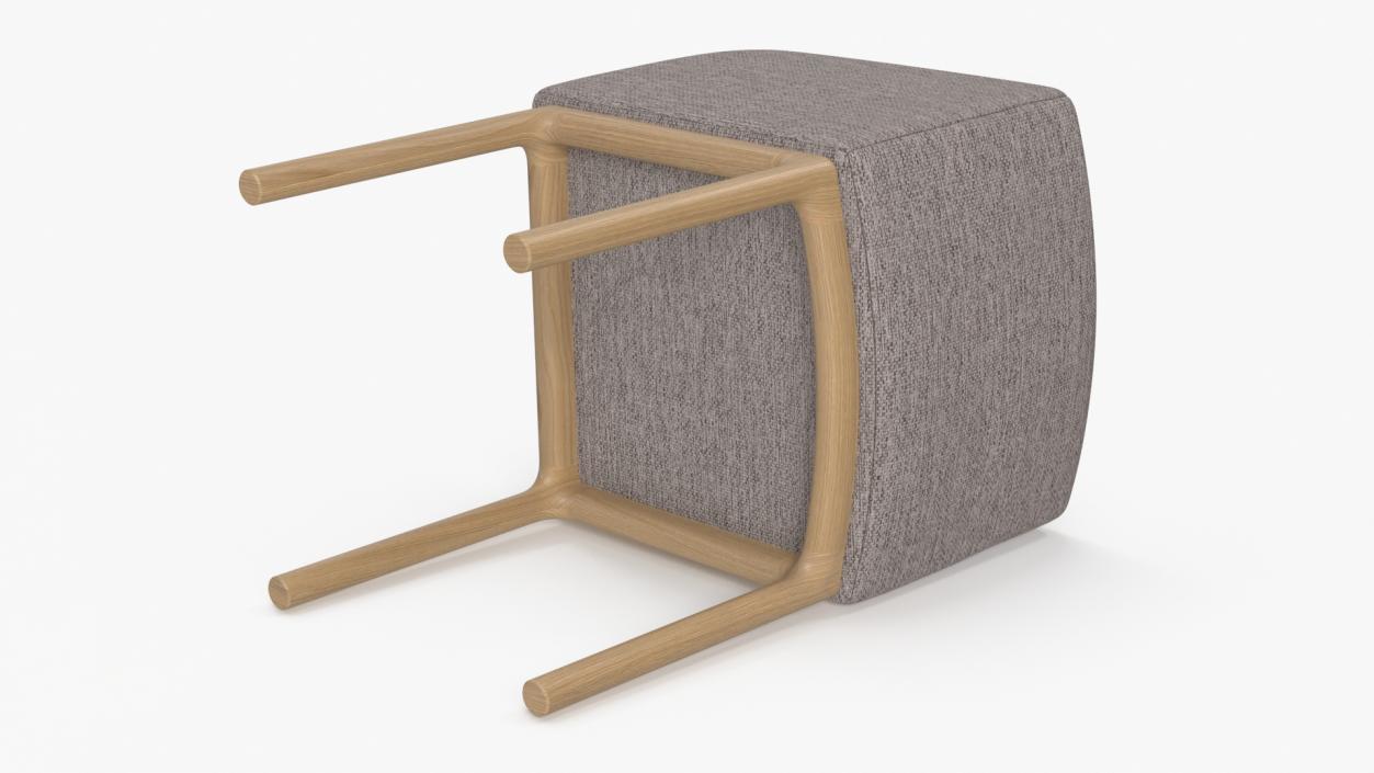 Fabric Chair with Wooden Legs for 3D Print 2 3D model