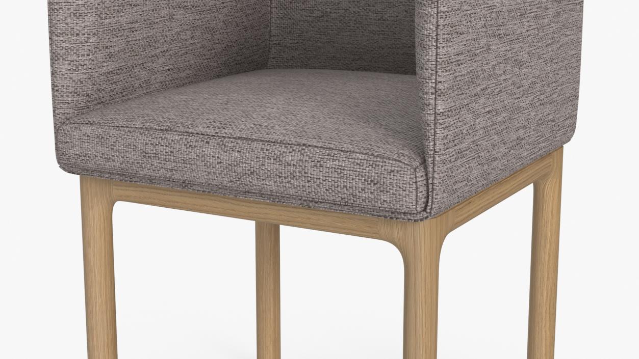 Fabric Chair with Wooden Legs for 3D Print 2 3D model