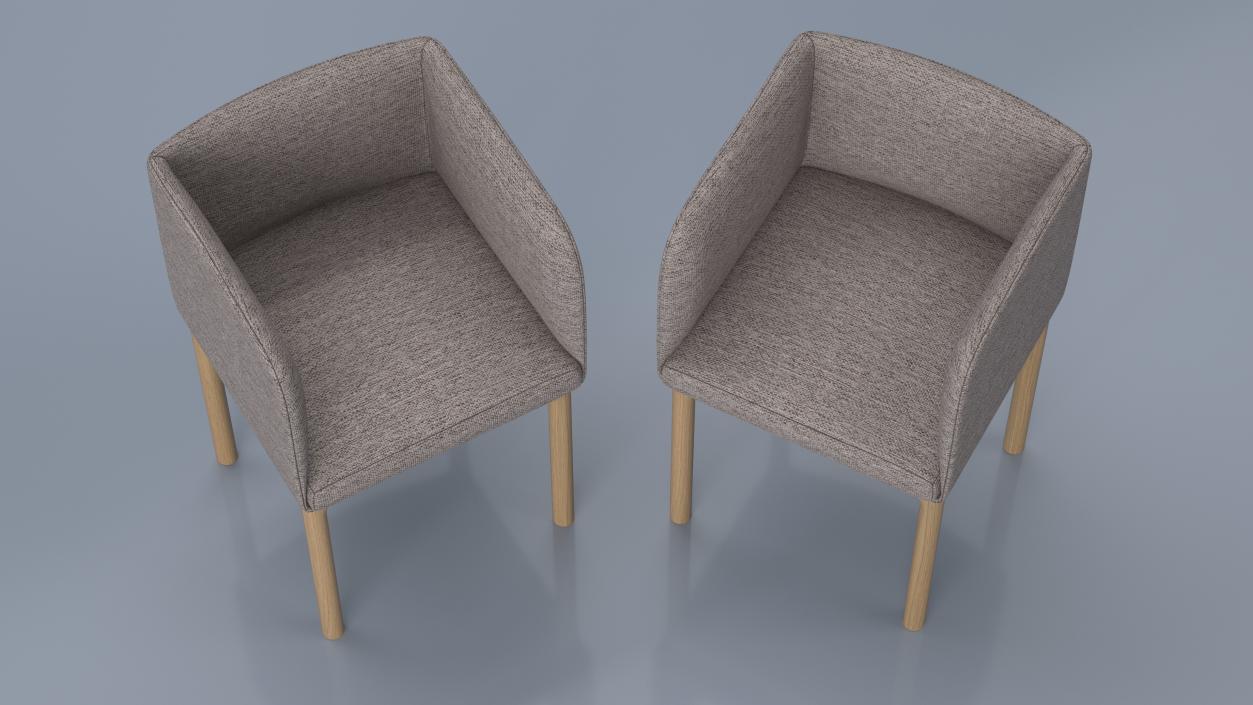 Fabric Chair with Wooden Legs for 3D Print 2 3D model