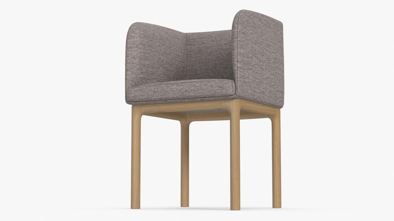 Fabric Chair with Wooden Legs for 3D Print 2 3D model