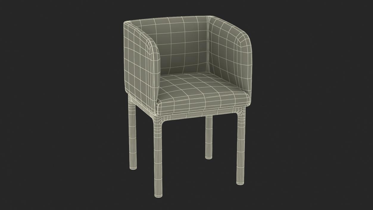 Fabric Chair with Wooden Legs for 3D Print 2 3D model