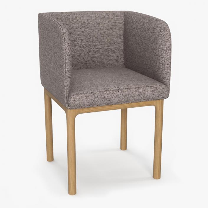 Fabric Chair with Wooden Legs for 3D Print 2 3D model