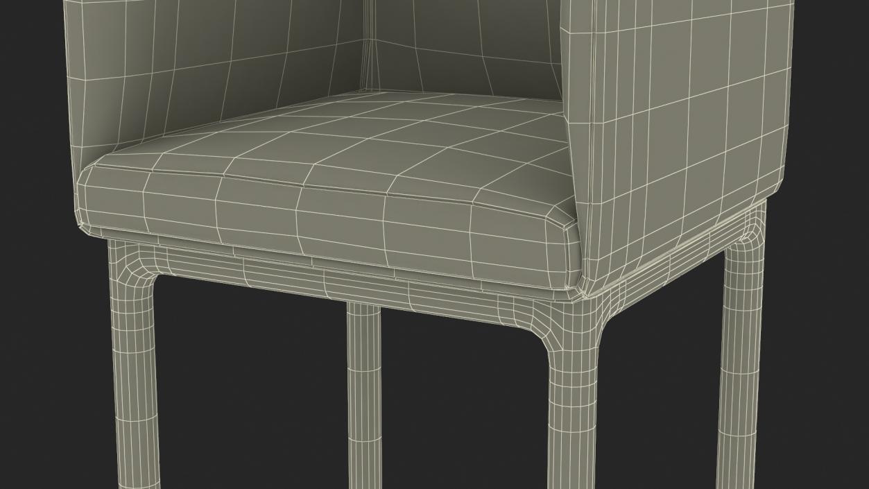 Fabric Chair with Wooden Legs for 3D Print 2 3D model