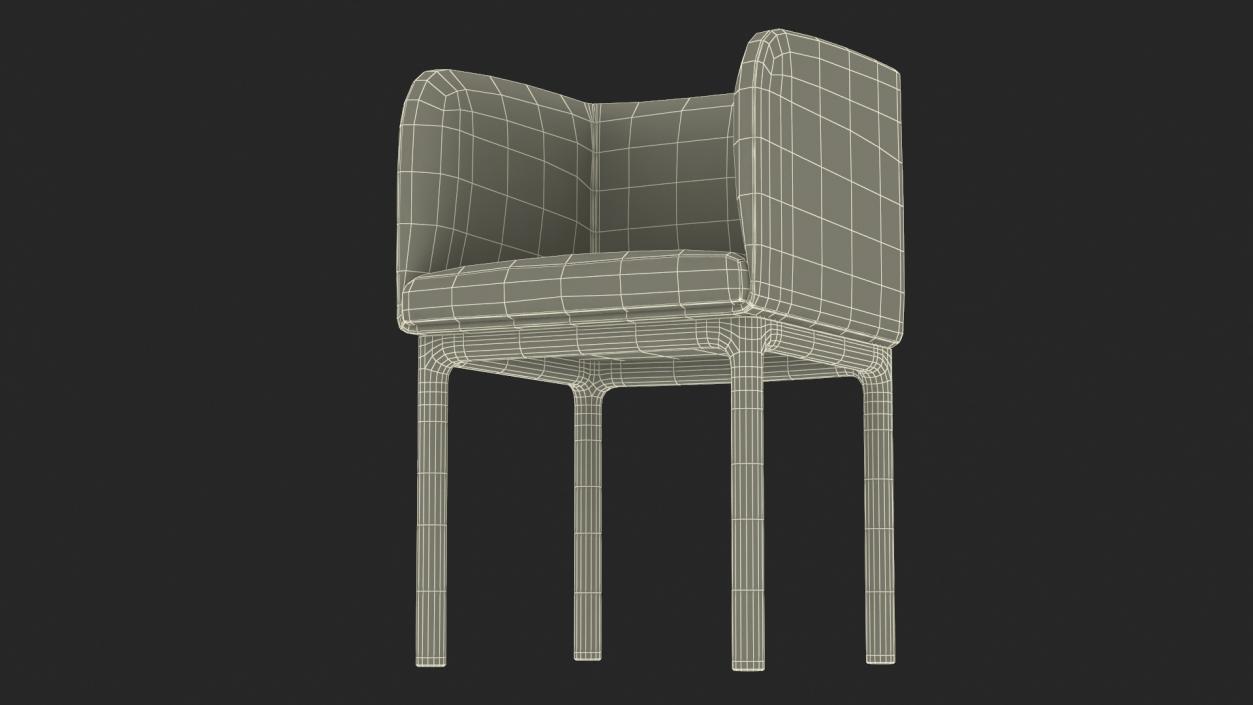 Fabric Chair with Wooden Legs for 3D Print 2 3D model