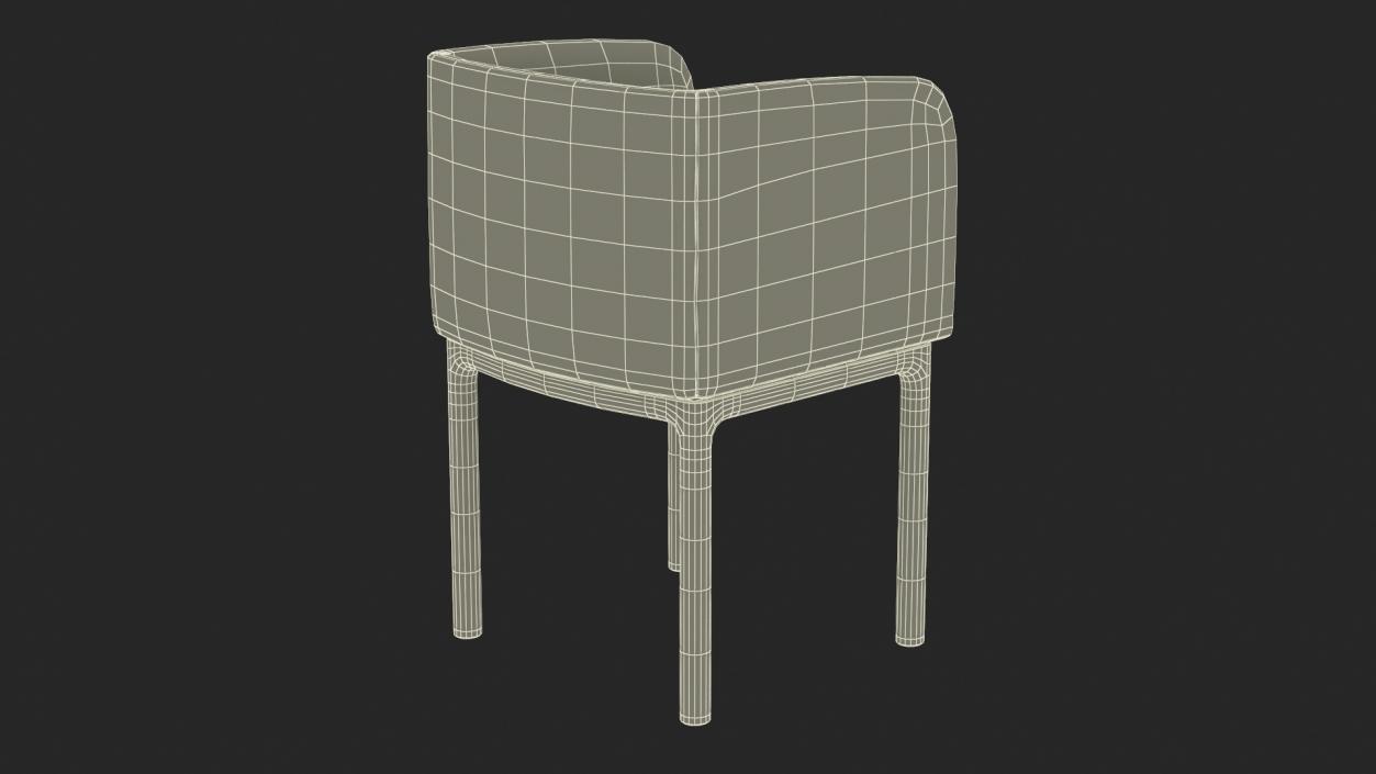 Fabric Chair with Wooden Legs for 3D Print 2 3D model