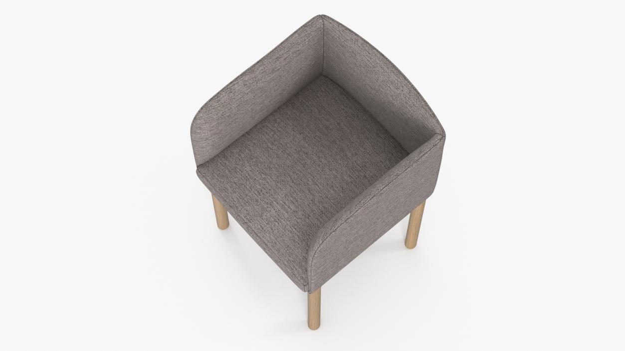 Fabric Chair with Wooden Legs for 3D Print 2 3D model