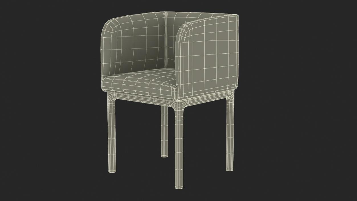 Fabric Chair with Wooden Legs for 3D Print 2 3D model